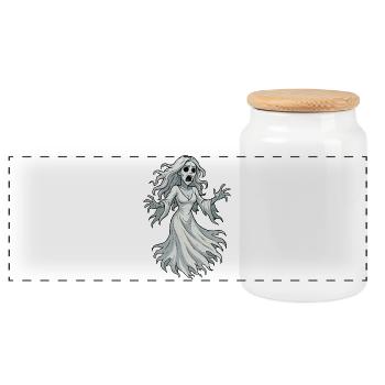 The Scream woman Edvard Munch - Panoramic Cookie Jar with Wooden Lid - white - Front