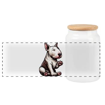Bull Terrier miniature Bully Bull Terrier Propriétaire - Boîte à biscuits avec couvercle en bois - blanc - Devant