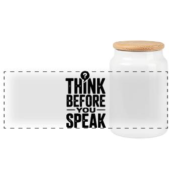 Think Before You Speak - Panoramic Cookie Jar with Wooden Lid - white - Front