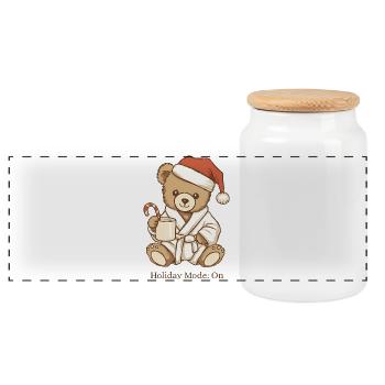Vintage Teddy Holiday Fashion On Christmas - Panoramic Cookie Jar with Wooden Lid - white - Front