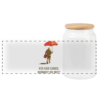 Je vais vivre, veux-tu venir avec moi ? - Boîte à biscuits avec couvercle en bois - blanc - Devant
