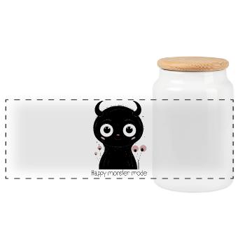 Mitternachts-Panda-Augen-Anhänger - Panorama Keksdose mit Holzdeckel - Weiß - Vorne