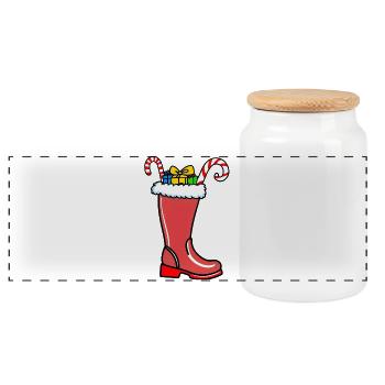 Bas de Noël avec cadeaux - Boîte à biscuits avec couvercle en bois - blanc - Devant