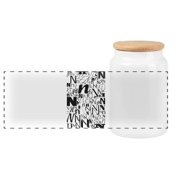 Typo N – Conception de lettres pour les amateurs de polices de caractères - Boîte à biscuits avec couvercle en bois - blanc - Devant