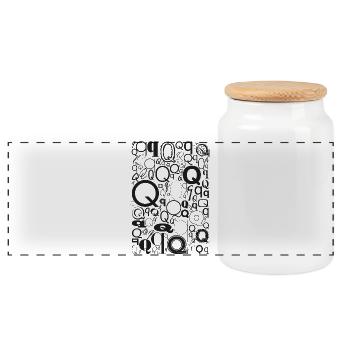 Typo Q – Letter Design for Font Lovers - Panoramic Cookie Jar with Wooden Lid - white - Front