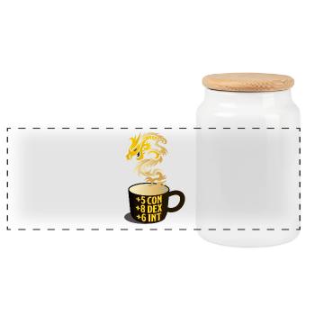 Dragon Steam RPG Stat Mug - Boîte à biscuits avec couvercle en bois - blanc - Devant