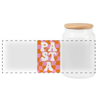 Pasta Retro Check - Panoramic Cookie Jar with Wooden Lid - white - Front