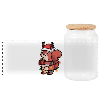 Chemise de Noël Écureuil Femmes Hommes Enfants - Boîte à biscuits avec couvercle en bois - blanc - Devant