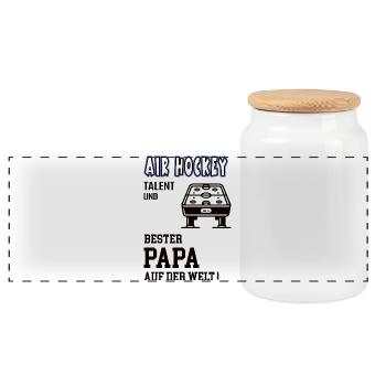 Air Hockey Player Air Hockey Dad Father Man - Panoramic Cookie Jar with Wooden Lid - white - Front