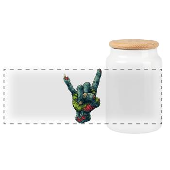Zombie main roche signe illustration - Boîte à biscuits avec couvercle en bois - blanc - Devant