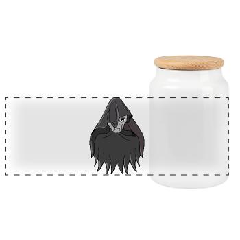 Hooded Specter in Shadow Cloak - Panoramic Cookie Jar with Wooden Lid - white - Front