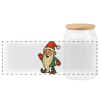Christmas Elf - Merry Christmas - Panoramic Cookie Jar with Wooden Lid - white - Front