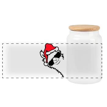 Llama Cool Lunettes de Soleil Père Noël Côté Chapeau - Boîte à biscuits avec couvercle en bois - blanc - Devant