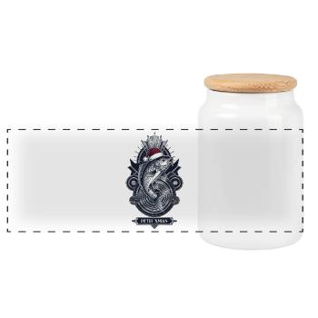 Pêcheur de Noël Petri Carpe de Noël - Boîte à biscuits avec couvercle en bois - blanc - Devant
