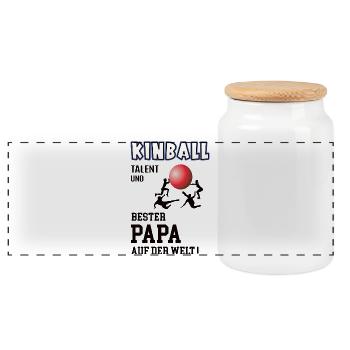 Kinball Player Kinballer Dad Father Man - Panoramic Cookie Jar with Wooden Lid - white - Front