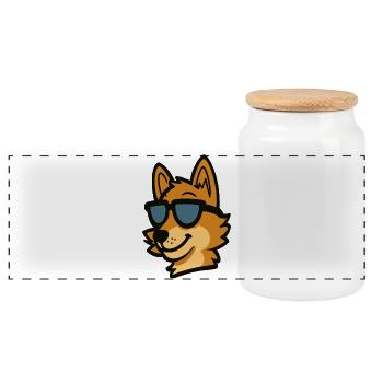 Chill Shiba Sunglasses - Panoramic Cookie Jar with Wooden Lid - white - Front
