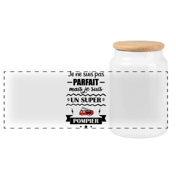 Super Firefighter Fire Hero Fire Truck - Panoramic Cookie Jar with Wooden Lid - white - Front