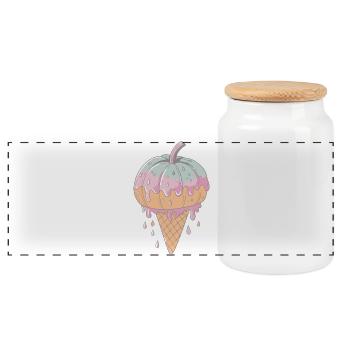 Delicate Pastel Drips Cornet - Panoramic Cookie Jar with Wooden Lid - white - Front