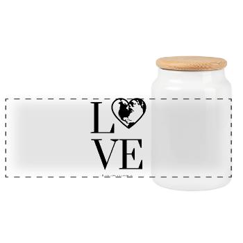 L’AMOUR à l’intérieur I Il y a de l’amour à l’intérieur. Affirmation de puissance - Boîte à biscuits avec couvercle en bois - blanc - Devant