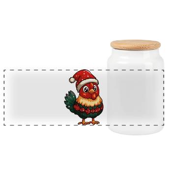Coq Noël - Boîte à biscuits avec couvercle en bois - blanc - Devant