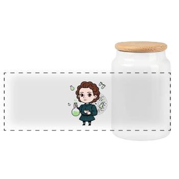 La petite Marie Curie - Boîte à biscuits avec couvercle en bois - blanc - Devant