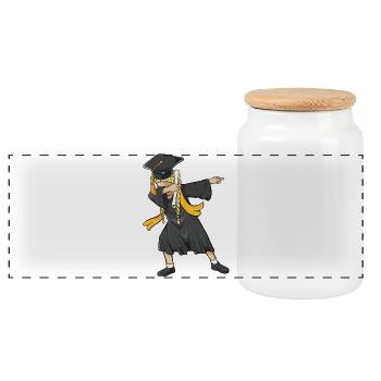 Dabbing White Girl Abschlussklasse 2026 Grad Geschenk - Panorama Keksdose mit Holzdeckel - Weiß - Vorne