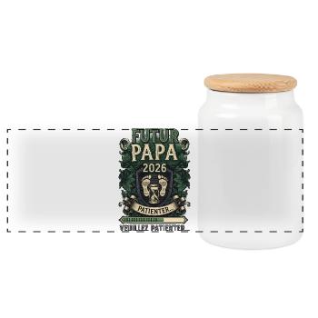 Future Dad 2026 Pregnancy Announcement Humor - Panoramic Cookie Jar with Wooden Lid - white - Front