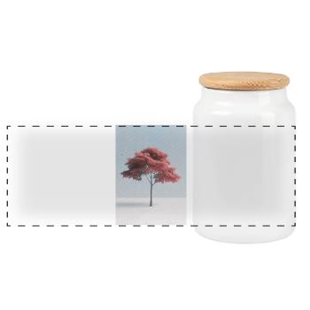 Minimalistische japanische Ahornbaumkunst - Panorama Keksdose mit Holzdeckel - Weiß - Vorne