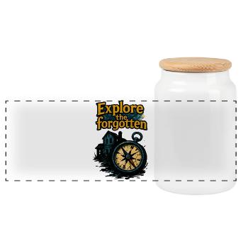 Urbex - Urban Exploration - Panoramic Cookie Jar with Wooden Lid - white - Front