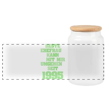 Marriage 1995 - Panoramic Cookie Jar with Wooden Lid - white - Front