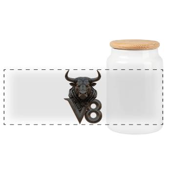 V8 - Boîte à biscuits avec couvercle en bois - blanc - Devant