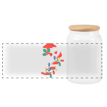 Candy Cane Christmas Lights - Panoramic Cookie Jar with Wooden Lid - white - Front