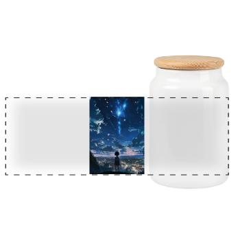Night dream about the city - Panoramic Cookie Jar with Wooden Lid - white - Front