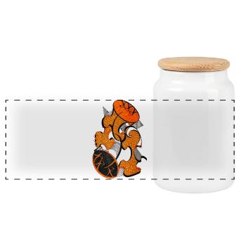 Art de forme abstraite orange - Boîte à biscuits avec couvercle en bois - blanc - Devant