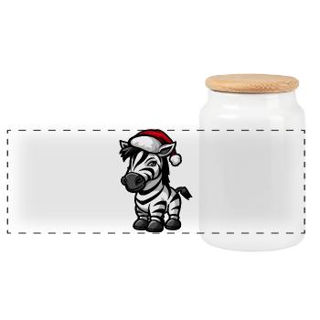 Zebra Weihnachten - Panorama Keksdose mit Holzdeckel - Weiß - Vorne