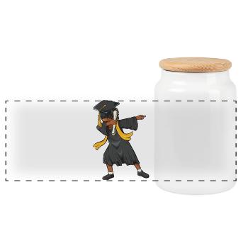 Afro Dabbing Girl Graduation Class 2026 - Panoramic Cookie Jar with Wooden Lid - white - Front