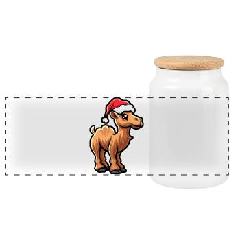 Noël à dos de chameau - Boîte à biscuits avec couvercle en bois - blanc - Devant