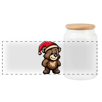 Noël de l’ours - Boîte à biscuits avec couvercle en bois - blanc - Devant