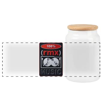 100% REMIX - sound & vision - Panoramic Cookie Jar with Wooden Lid - white - Front