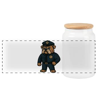 Polizei Bulldogge Maskottchen Strafverfolgung Design - Panorama Keksdose mit Holzdeckel - Weiß - Vorne
