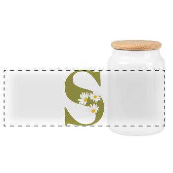 Green Daisies Brief - Panorama Keksdose mit Holzdeckel - Weiß - Vorne