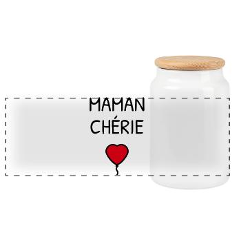 Maman Chérie – Muttertag - Panorama Keksdose mit Holzdeckel - Weiß - Vorne
