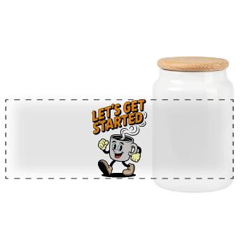 Coffee Ready to go motivational design - Panoramic Cookie Jar with Wooden Lid - white - Front