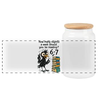 Six Seven Meme 6 7 Rabe Bücher 67 Humor - Panorama Keksdose mit Holzdeckel - Weiß - Vorne