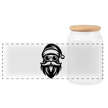 Ho Ho Hipster Weihnachtsmann Tattoo Style - Panorama Keksdose mit Holzdeckel - Weiß - Vorne