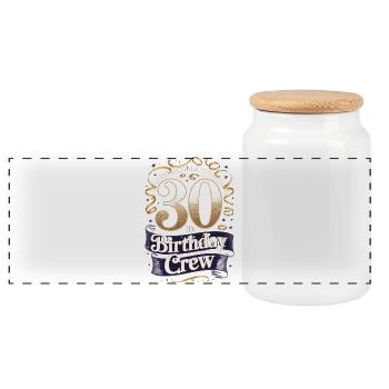 30th Birthday Crew - Panoramic Cookie Jar with Wooden Lid - white - Front