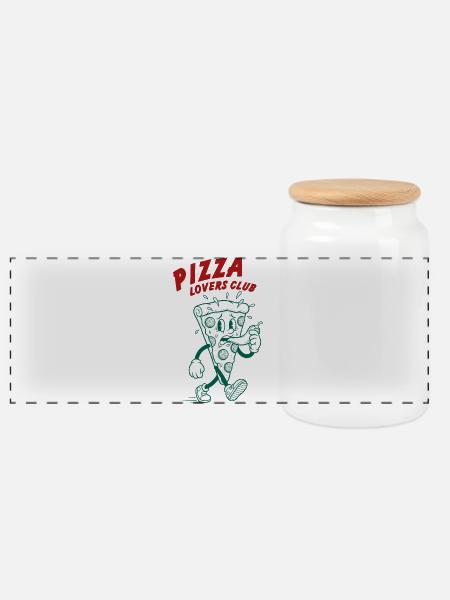 Pizza Lovers Club - Panorama Keksdose mit Holzdeckel - Weiß
