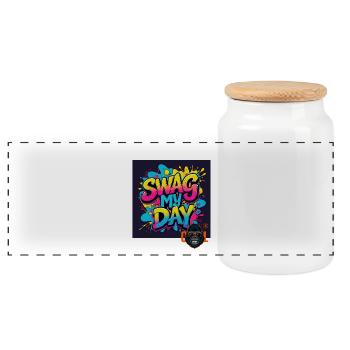 Swag My Day Graffiti Splash - Panorama Keksdose mit Holzdeckel - Weiß - Vorne