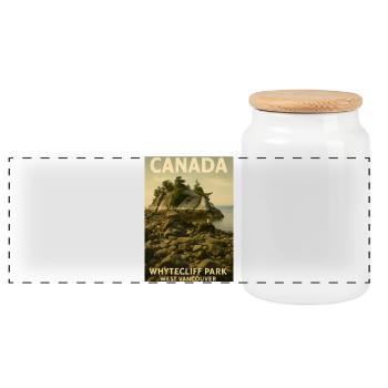 Whytecliff Park Coastline West Vancouver - Panoramic Cookie Jar with Wooden Lid - white - Front