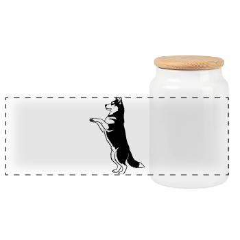 Stehender Hund Silhouette Vector - Panorama Keksdose mit Holzdeckel - Weiß - Vorne